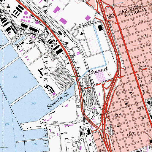 Topographic Map of Seventh Street Channel, CA