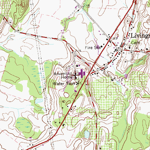 Topographic Map of Potts Memorial Hospital (historical), NY