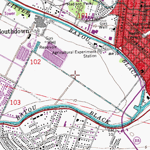 Topographic Map of Houma Christian School, LA