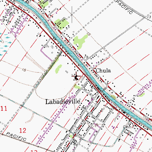 Topographic Map of Labadieville Middle School, LA