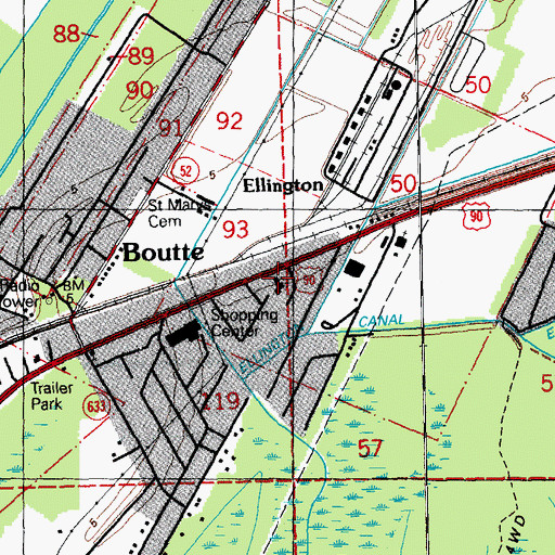 Topographic Map of Boutte Christian Academy, LA