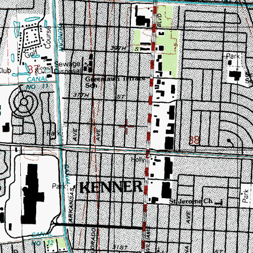 Topographic Map of Seven Oaks Academy School, LA