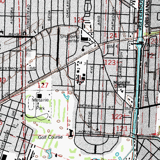 Topographic Map of Metairie Park Country Day School, LA