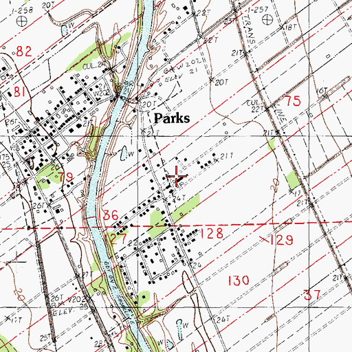Topographic Map of Parks Middle School, LA