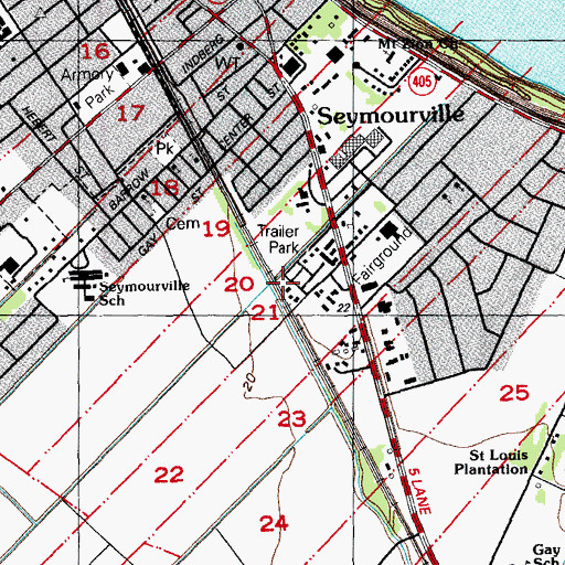 Topographic Map of Plaquemine Christian School, LA