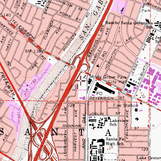 Topographic Map of Shady Grove Park, CA