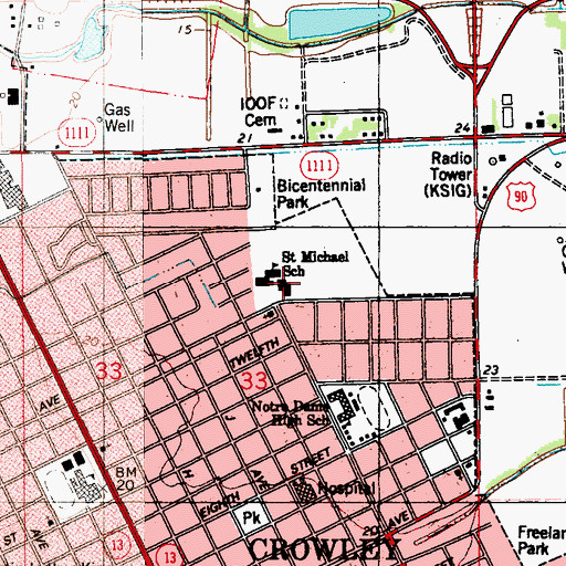 Topographic Map of Northside Christian School, LA