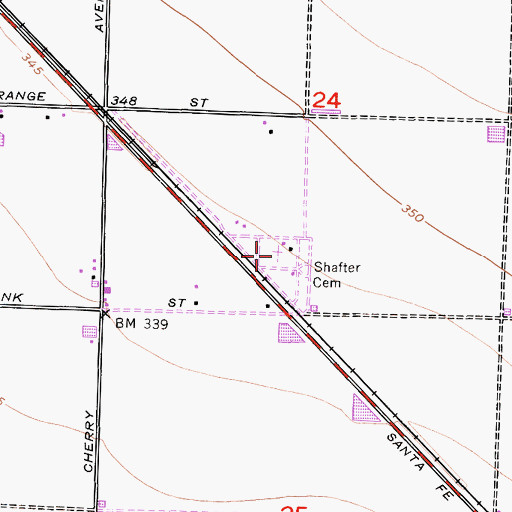 Topographic Map of Shafter Cemetery, CA