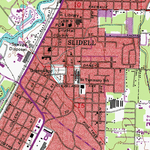 Topographic Map of Slidell Pathways School, LA