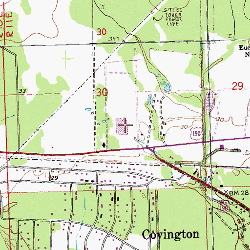 Topographic Map of Covington High School, LA