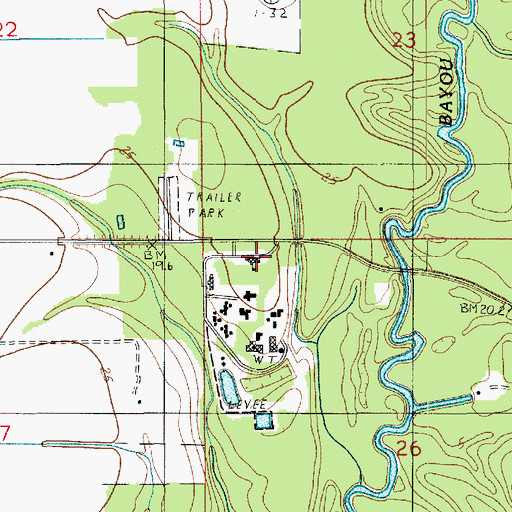 Topographic Map of Arcadiana Region Supports and Services Center, LA
