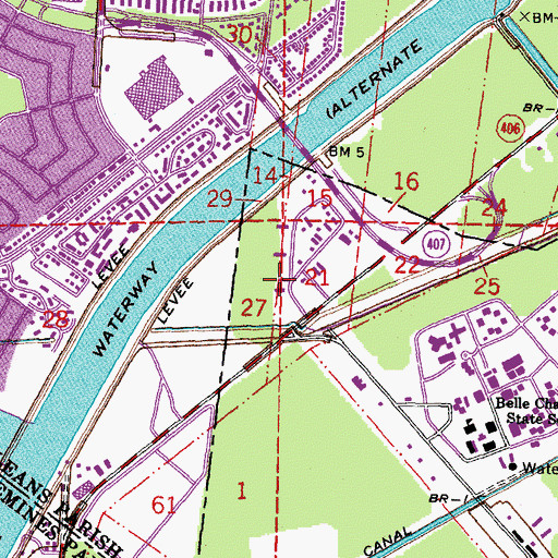 Topographic Map of Plaquemines Parish Alternative School, LA