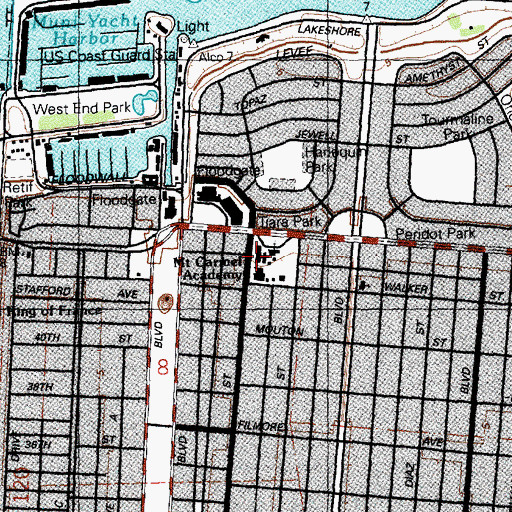 Topographic Map of Mount Carmel Academy School, LA