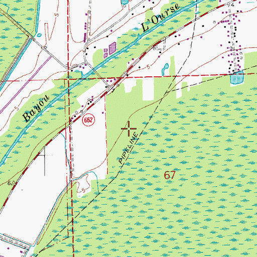 Topographic Map of Bayou L'Ourse Primary School, LA