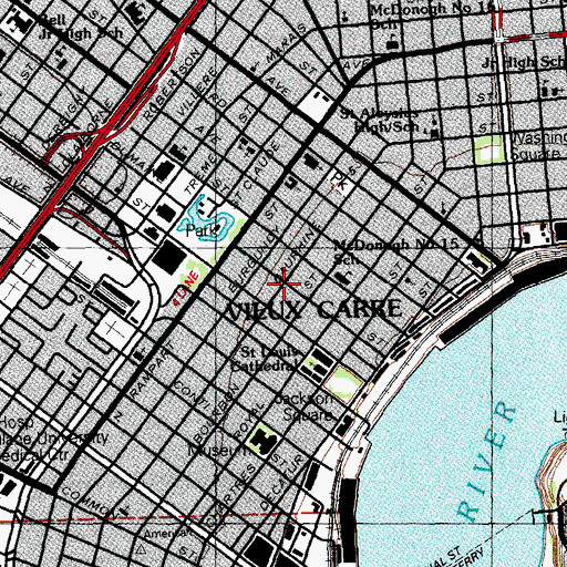 Topographic Map of Cathedral Academy School, LA