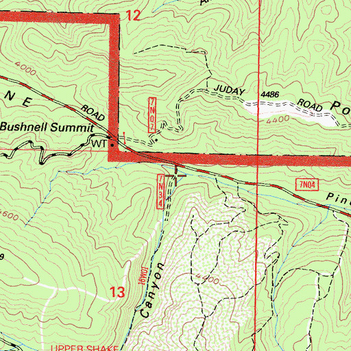 Topographic Map of Shake Canyon, CA