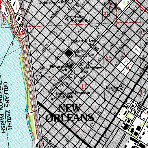 Topographic Map of Saint Andrew's Episcopal School, LA