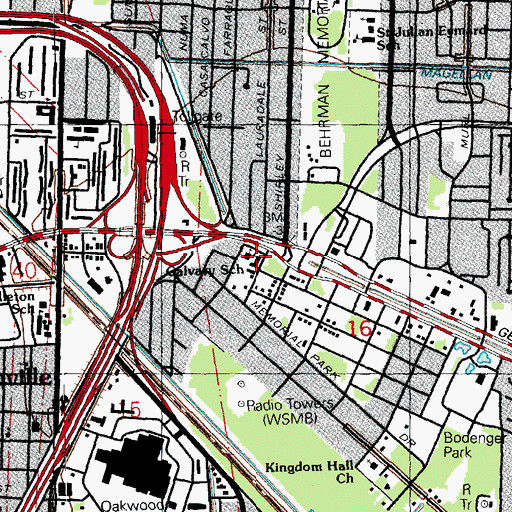 Topographic Map of Calvary Baptist School, LA