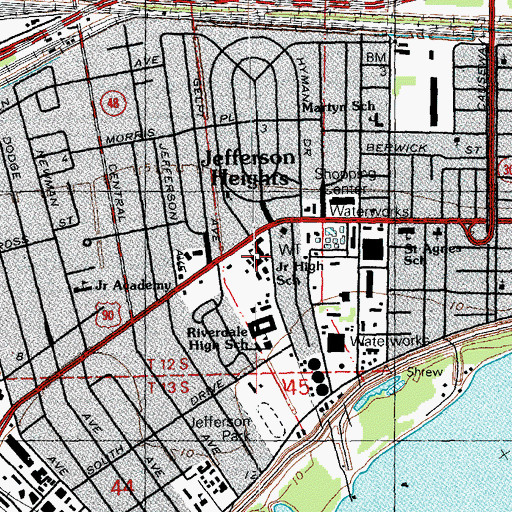 Topographic Map of Riverdale Middle School, LA