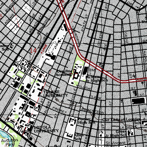 Topographic Map of Ursuline Academy Elementary School, LA