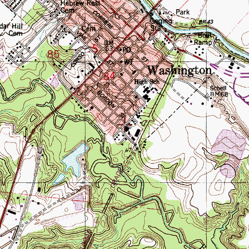 Topographic Map of Washington Career and Technical Center School, LA