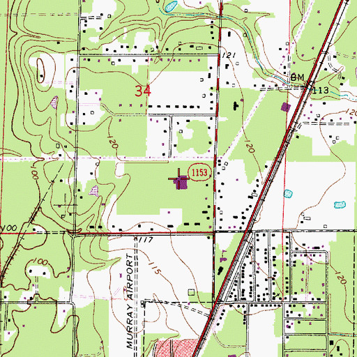 Topographic Map of Oakdale Elementary School, LA