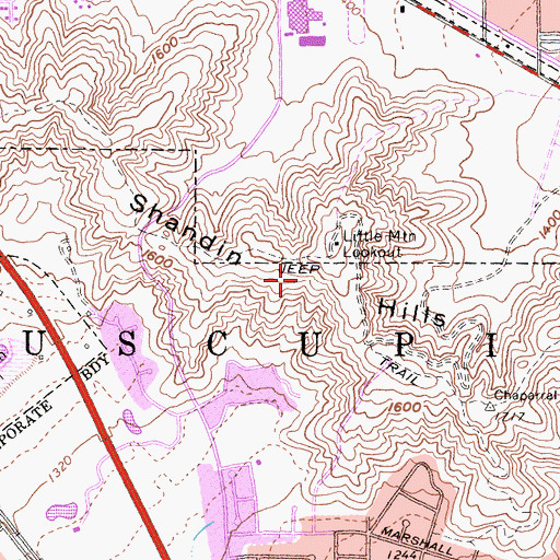 Topographic Map of Shandin Hills, CA