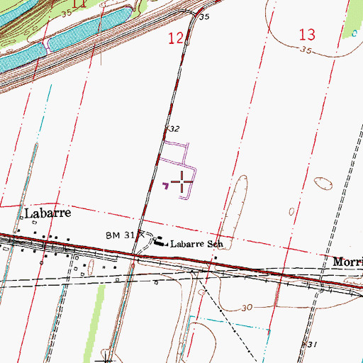 Topographic Map of Pointe Coupee Central High School, LA