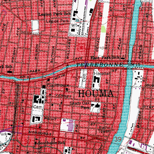 Topographic Map of Saint Matthew's Episcopal School, LA