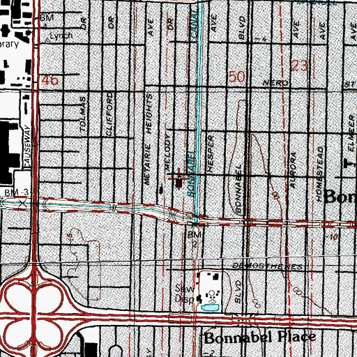 Topographic Map of Saint Angela Merici School, LA
