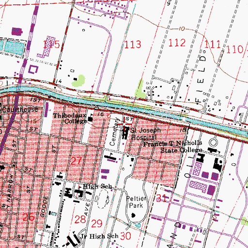Topographic Map of Bayou Region Supports and Services Center, LA