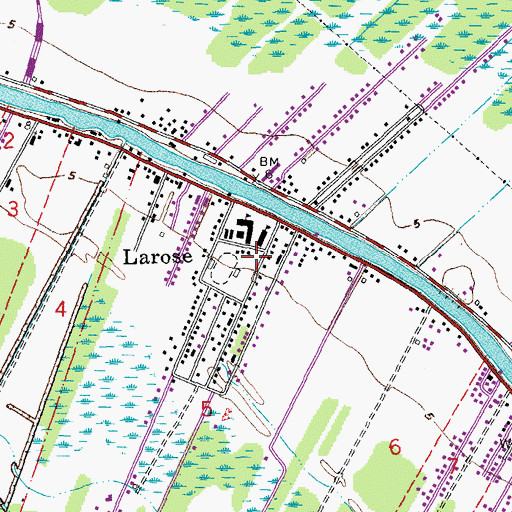 Topographic Map of South Larose Elementary School, LA