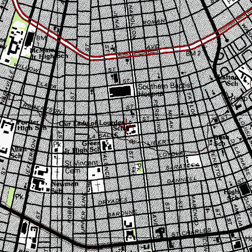 Topographic Map of Holy Rosary Academy School, LA