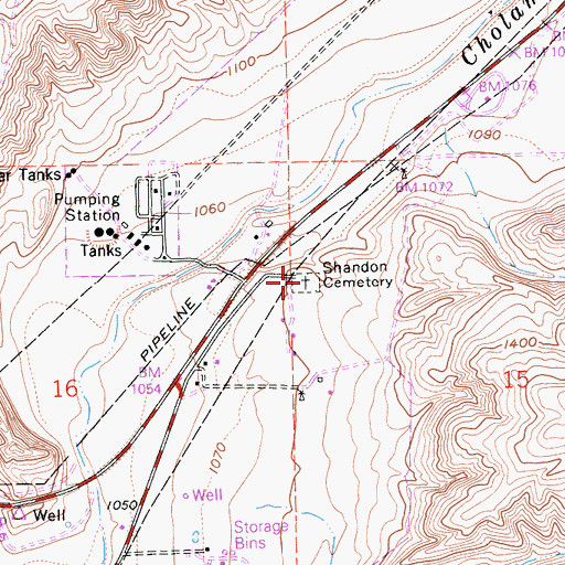 Topographic Map of Shandon Cemetery, CA