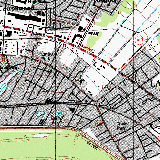 Topographic Map of John L Ory Communication Arts Magnet School, LA