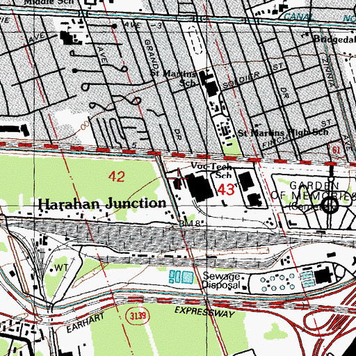 Topographic Map of Victory Christian Academy School, LA
