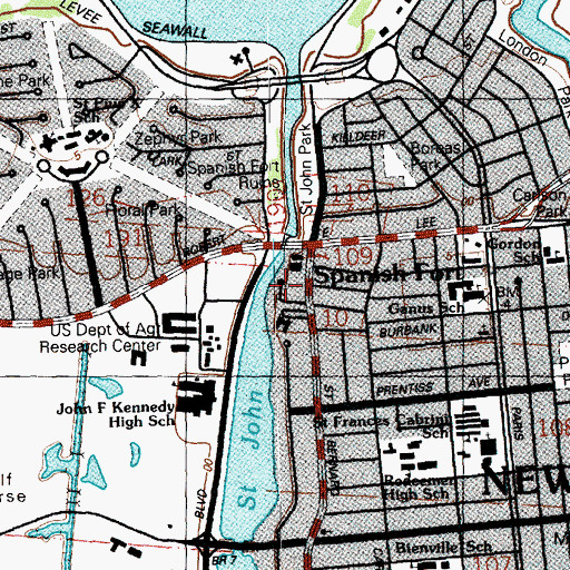Topographic Map of New Orleans Montessori School, LA