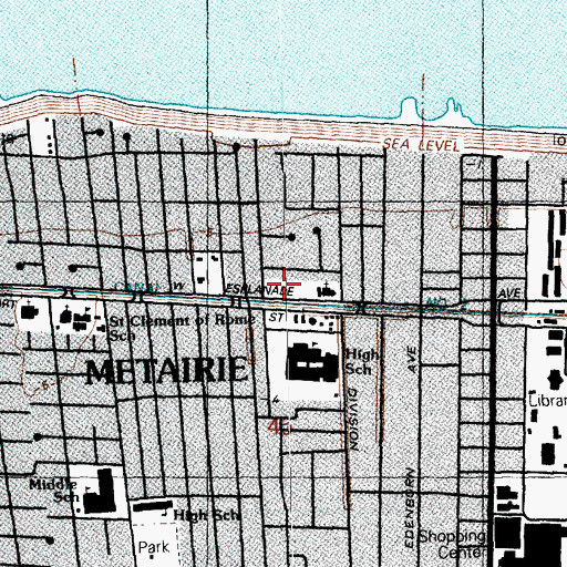 Topographic Map of New Orleans Jewish Day School, LA