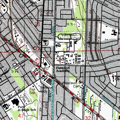 Topographic Map of Elmwood Park Academy School, LA
