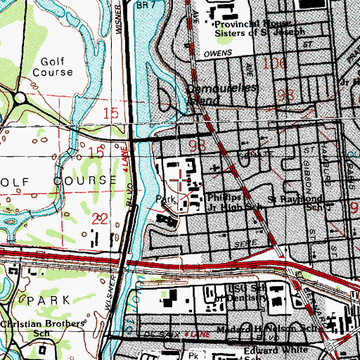 Topographic Map of McDonogh 35 Senior High School, LA