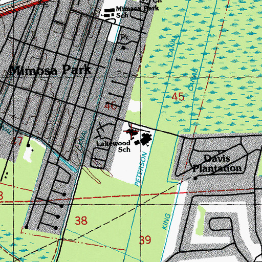 Topographic Map of A A Songy Sr Kindergarten Center School, LA