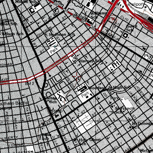 Topographic Map of Sister Clara Muhammad School, LA