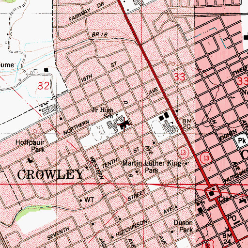 Topographic Map of Acadia Parish Alternative School, LA