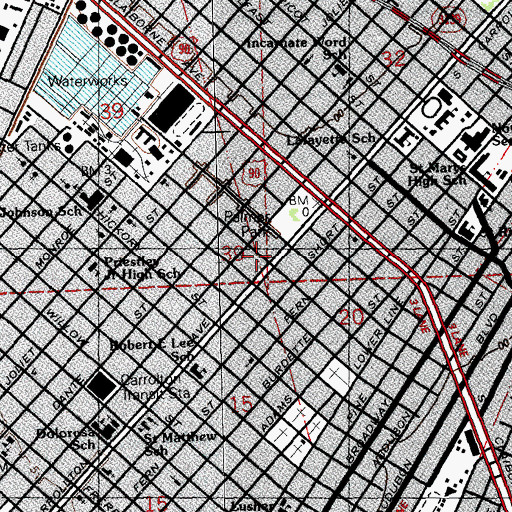 Topographic Map of Stuart Hall School for Boys, LA