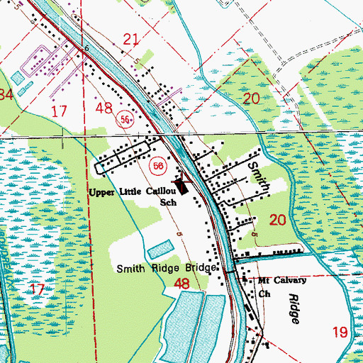 Topographic Map of Upper Little Caillou Elementary School, LA