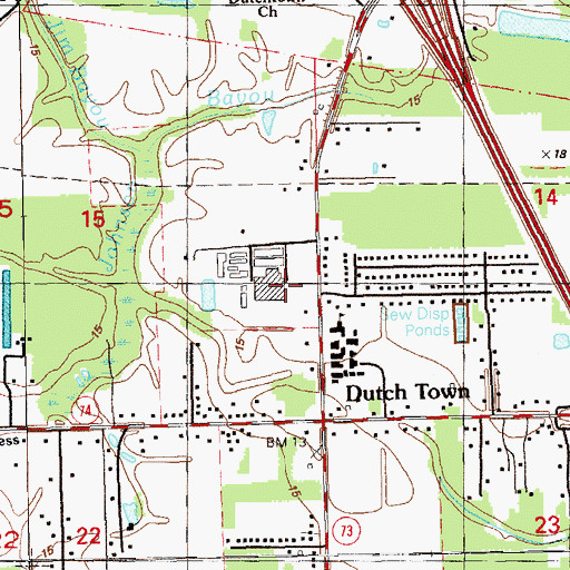 Topographic Map of Dutchtown High School, LA