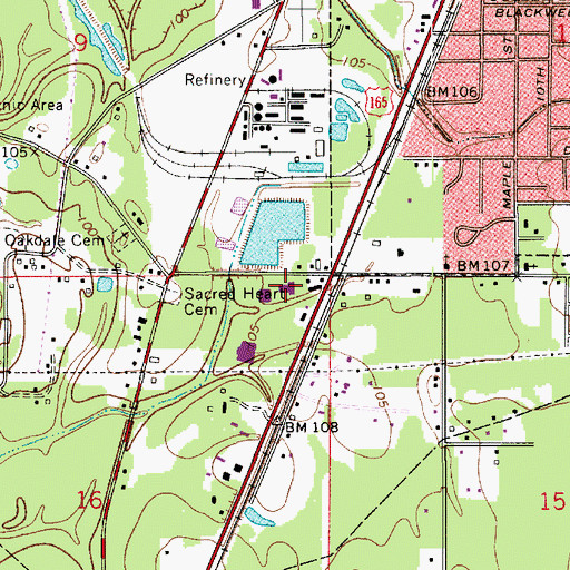 Topographic Map of Louisiana Technical College Oakdale Campus, LA