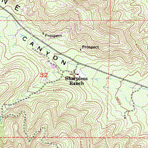 Topographic Map of Sharpless Ranch, CA
