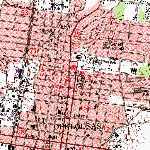 Topographic Map of Saint Landry Adult Education School, LA