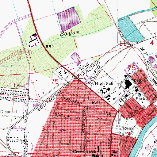 Topographic Map of Franklin Adult Education Learning Center, LA